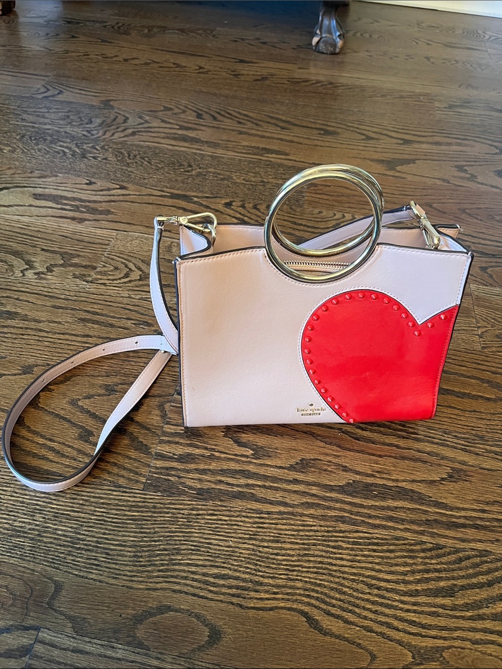 Kate Spade Heart It Sam satchel bag in pink and red leather